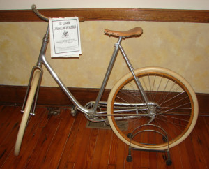 An aluminum bicycle with hard rubber tires, ca. 1897.